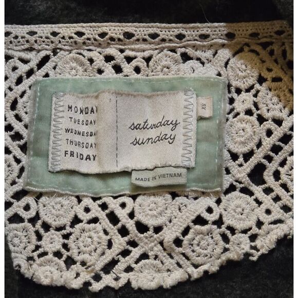 Anthropologie Saturday Sunday Green Fringe Open Front Cardigan Boho Chic SZ XS - Picture 5 of 5